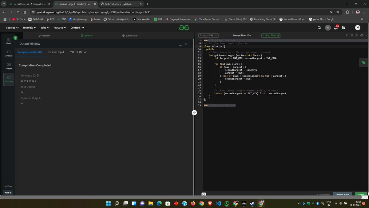 mayank_tak15's tweet image. Introducing GfG 160: Your Ultimate DSA Roadmap 🧩
Day:1
Today&apos;s Problem: Finding the Second Largest Number 🔢 
- Solve handpicked problems daily
- gfg160 #CodingProblem #DSA #ProgrammingChallengeMaster
DSA, Level Up Your Coding Skills! 💻
#CodingChallenge #DSA #TechCareer