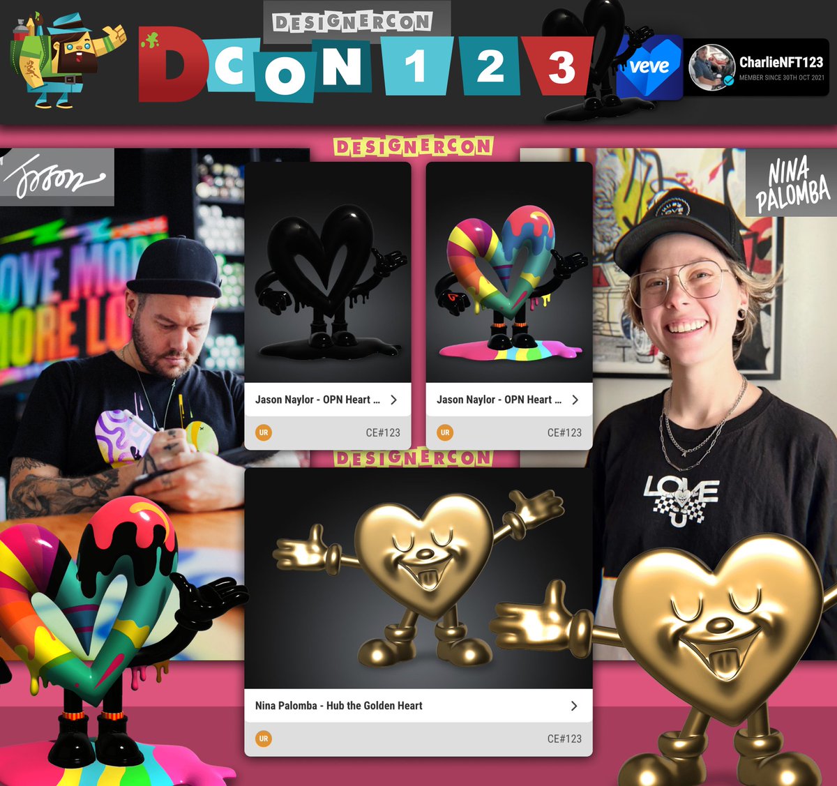 Charlie Fisher (@charlienft123) on Twitter photo ✨ DesignerCon 2024 Spotlight ✨
🎨 Hub the Golden Heart by Nina Palomba brings her whimsical "Nina’s World" art style to life, celebrated globally for its charm and creativity.
❤️ OPN Heart BLACKOUT and OPN Heart COLOR by Jason Naylor reflect his mission to spread positivity ✨ DesignerCon 2024 Spotlight ✨
🎨 Hub the Golden Heart by Nina Palomba brings her whimsical "Nina’s World" art style to life, celebrated globally for its charm and creativity.
❤️ OPN Heart BLACKOUT and OPN Heart COLOR by Jason Naylor reflect his mission to spread positivity