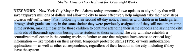 Jill_Jorgensen's tweet photo. City Hall is changing its policy of moving migrant families every 60 days, to allow those with kids in K-6grades to stay 120 days. Says it will save "hundreds of thousands" of $ spent busing kids to their  schools - which MANY people warned would happen as a result of this policy https://t.co/OSxkwlaVJ9