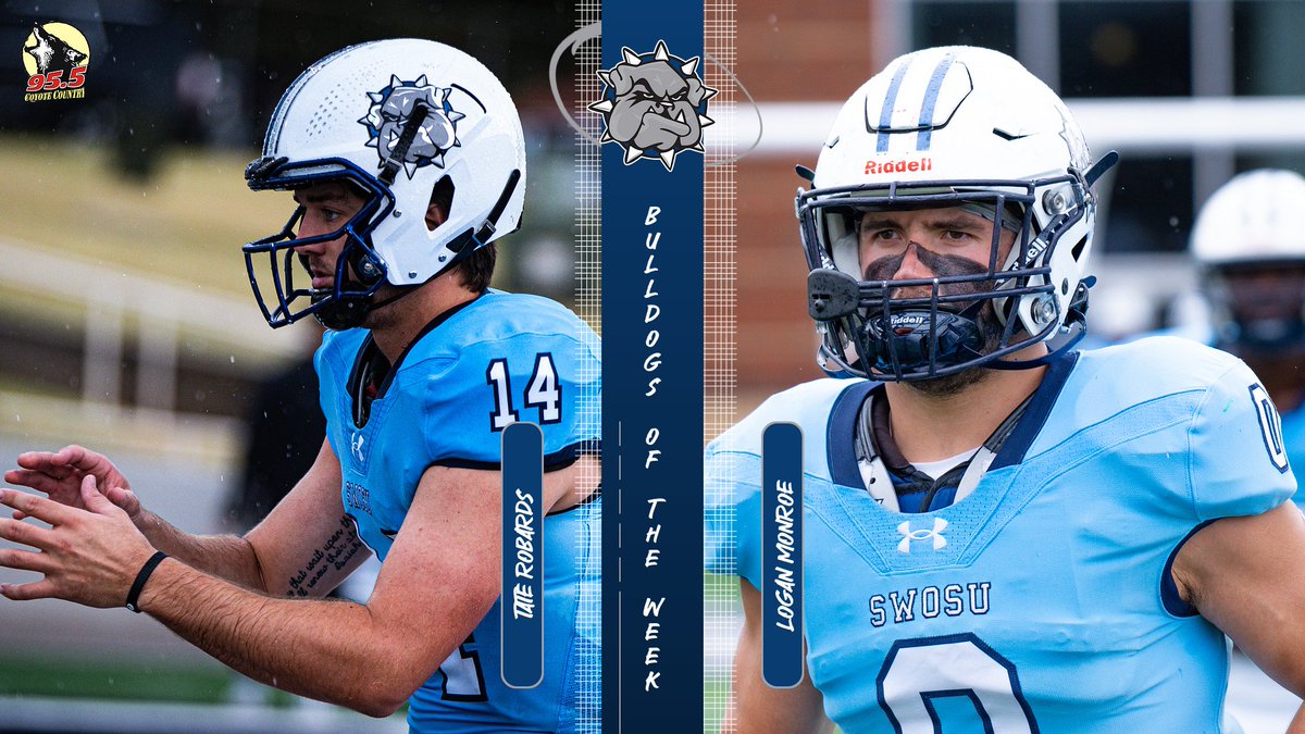 SWOSU Athletics (@swosuathletics) on Twitter photo A pair of seniors from <a href="/SWOSUFootball/">SWOSU Football</a> are the Bulldogs of the Week!
Read More >> bit.ly/4hQCfqj
#BlueCollar A pair of seniors from <a href="/SWOSUFootball/">SWOSU Football</a> are the Bulldogs of the Week!
Read More >> bit.ly/4hQCfqj
#BlueCollar