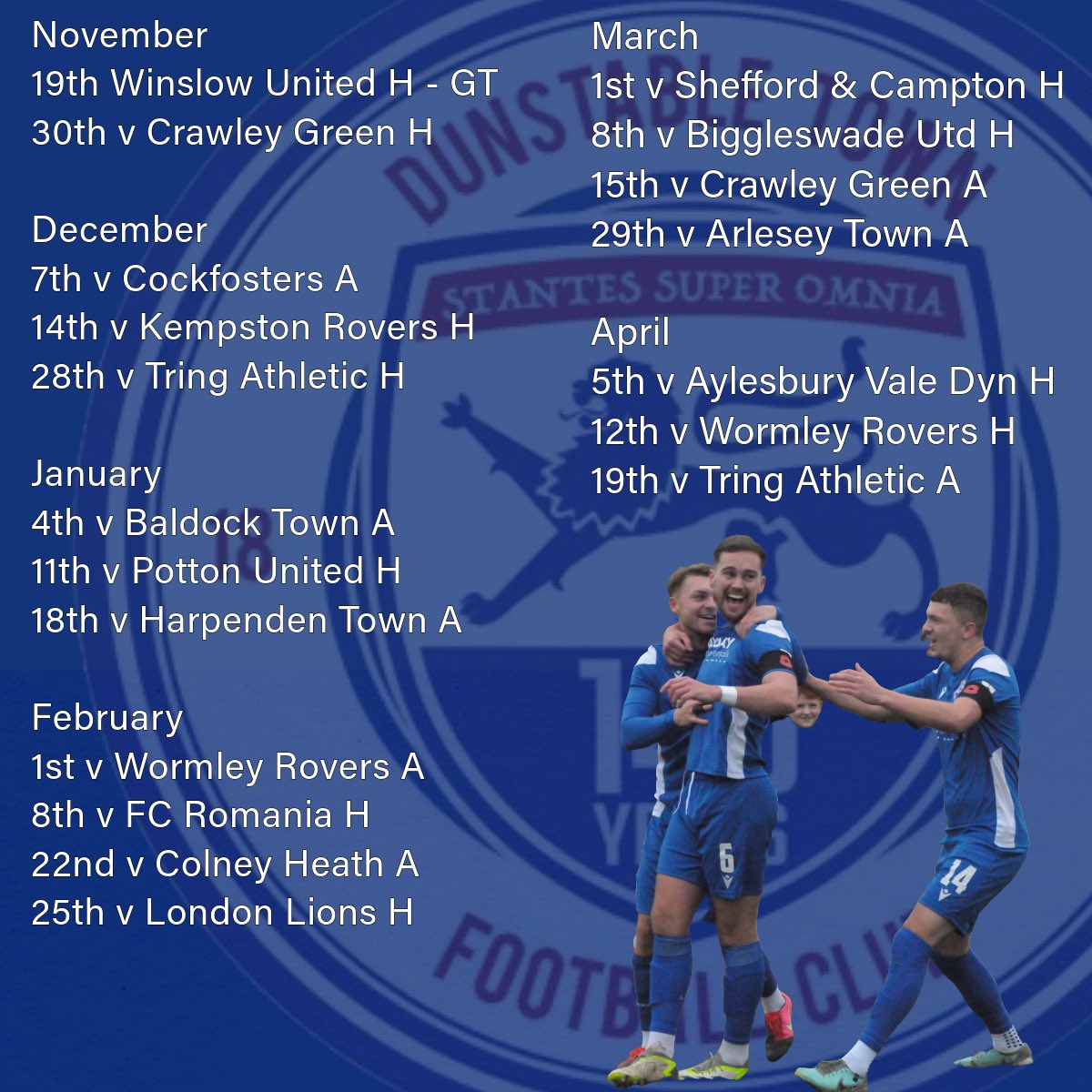 📅📅 FIXTURE LIST 📅📅

Here is the updated fixture list for the season. ⬇️⬇️⬇️