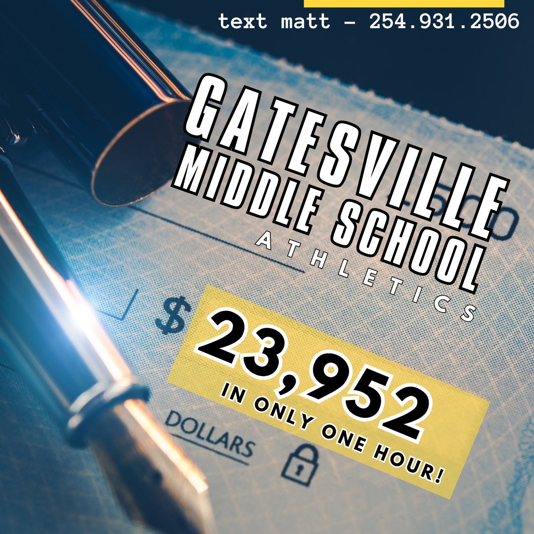 💥 $23,952 in ONE HOUR! 💥
What could your group do with $23,000?

🏀 New uniforms &amp; tournament travel
🎷 Upgraded instruments
🏟️ Better facilities &amp; equipment
🌍 Team trips or field trips

Dream big. Gatesville MS made it happen—so can you!
📲 Text Matt: 254.931.2506