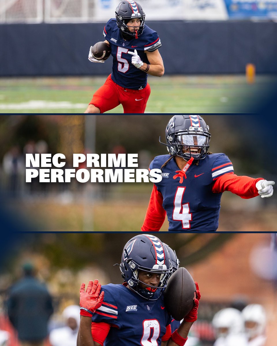 WR trio of Joey Isabella, John Erby and Tedy Afful earn NEC 𝗣𝗥𝗜𝗠𝗘 𝗣𝗘𝗥𝗙𝗢𝗥𝗠𝗘𝗥 honors!

Isabella &amp; Erby - 2 TDs each
Afful - career-high 208 yards &amp; 1 TD

➡️ bit.ly/3YWTqOo