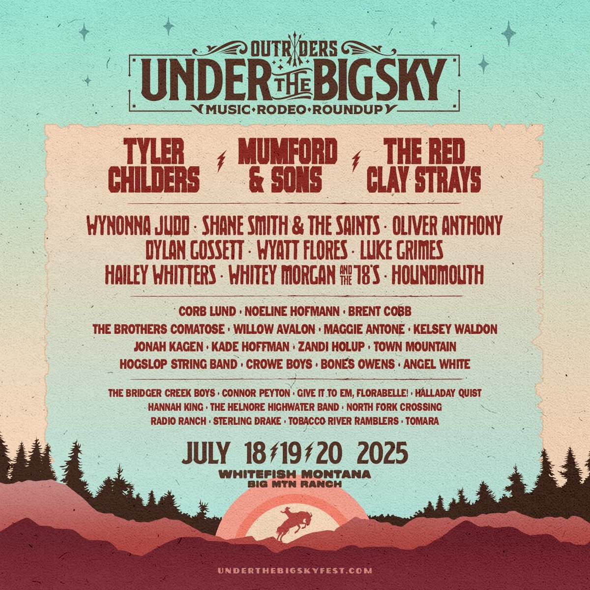 Montana! 🏞️ I am so excited to finally be coming to play for you! Greatful to be a part of this killer lineup for Under The Big Sky. Tickets on sale Friday at underthebigskyfest.com