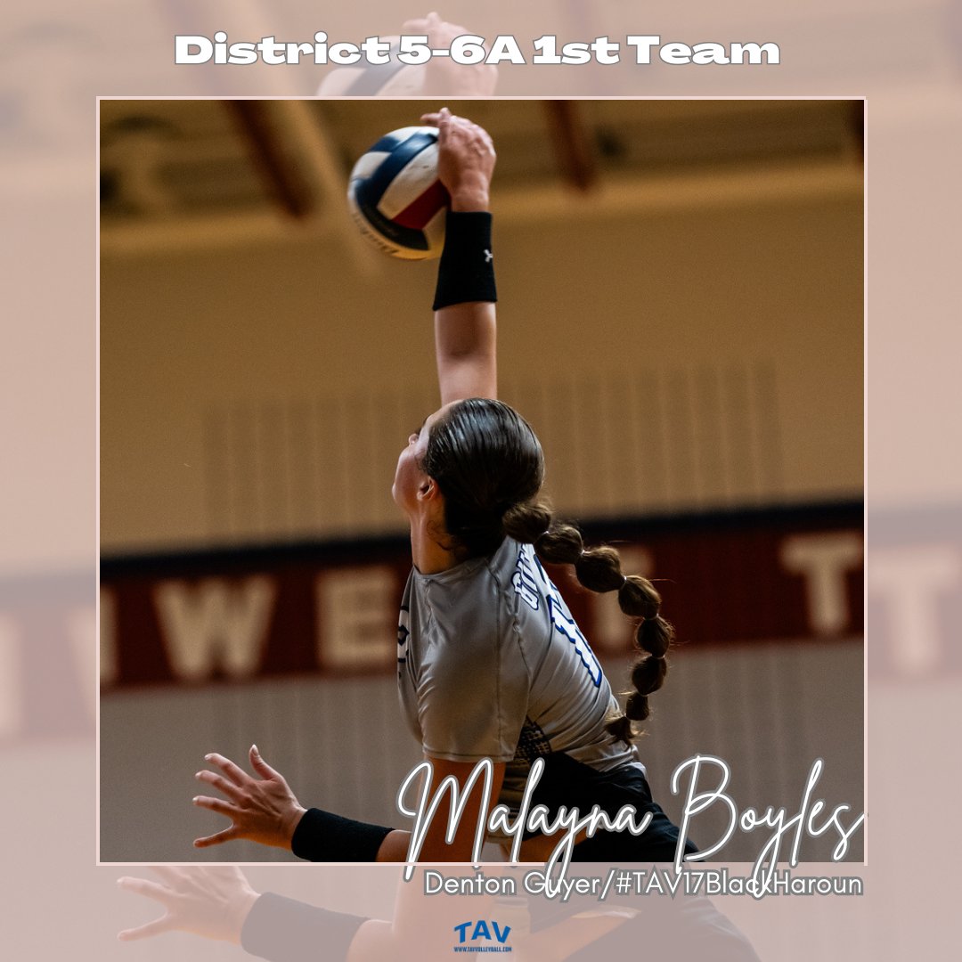 Congrats to #TAV17BlackHaroun athlete Malayna Broyles (Denton Guyer HS) for being named to the District 5-6A 1st Team! #GoTAV