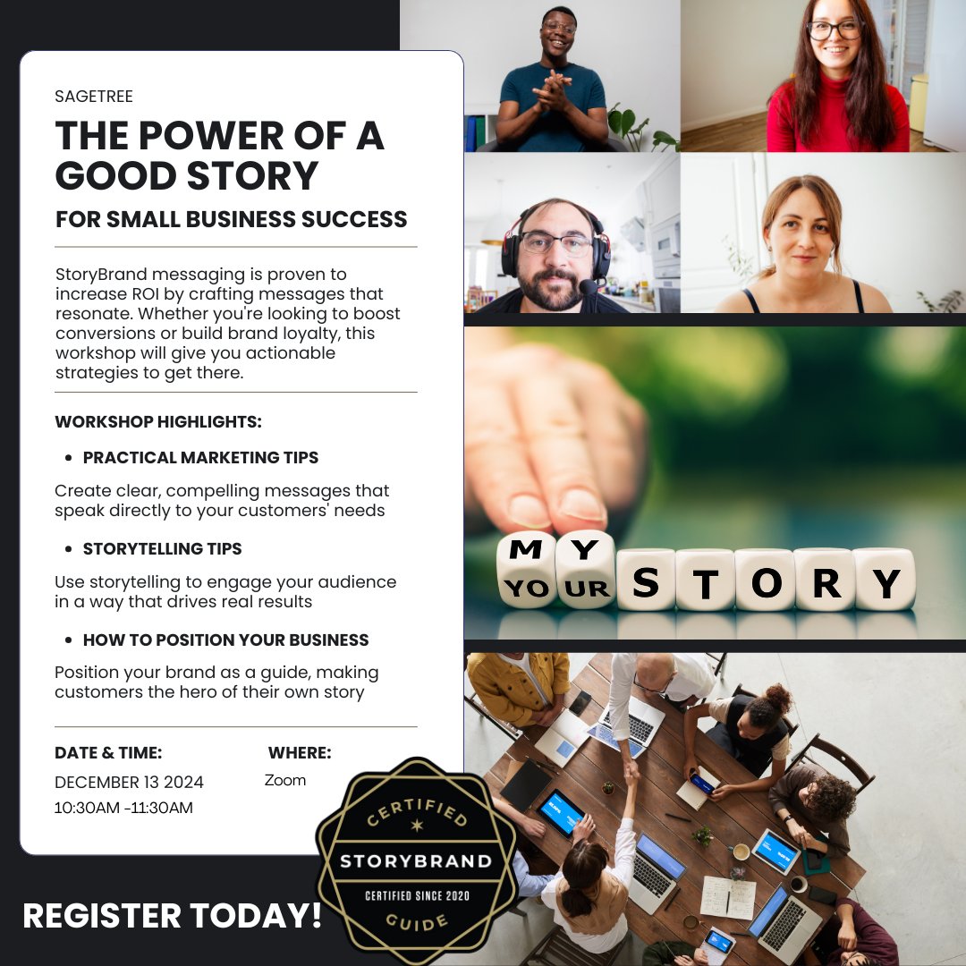 sage_tree's tweet image. Struggling to grab your customers' attention? Without the right story, your business risks getting lost in the noise. Join us for a workshop!
Don’t let your message go unheard—your business can’t afford it. 
Click the link below to register! 
bit.ly/4fUGiQu