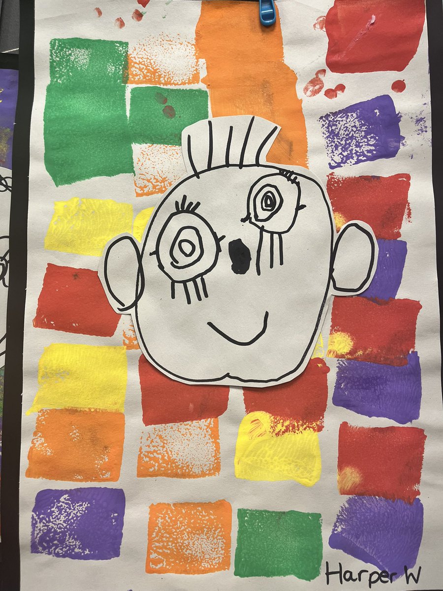 christinasperd1's tweet photo. How cool are these self portraits? We decided to do them a little differently this year with a coloured background from sponge printing. They look really effective on display in the classroom 😊 #eyfs #selfportraits #artwork @ChristinaSperdu https://t.co/lSQC30JRvi