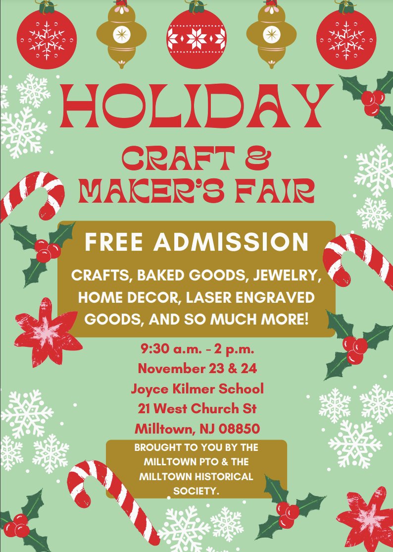 If anyone is in the Milltown area this weekend, come to the Craft and Maker's Fair! I'll be selling lots of yummy cookies with my daughter on Saturday the 23rd. Hope to see you! :)