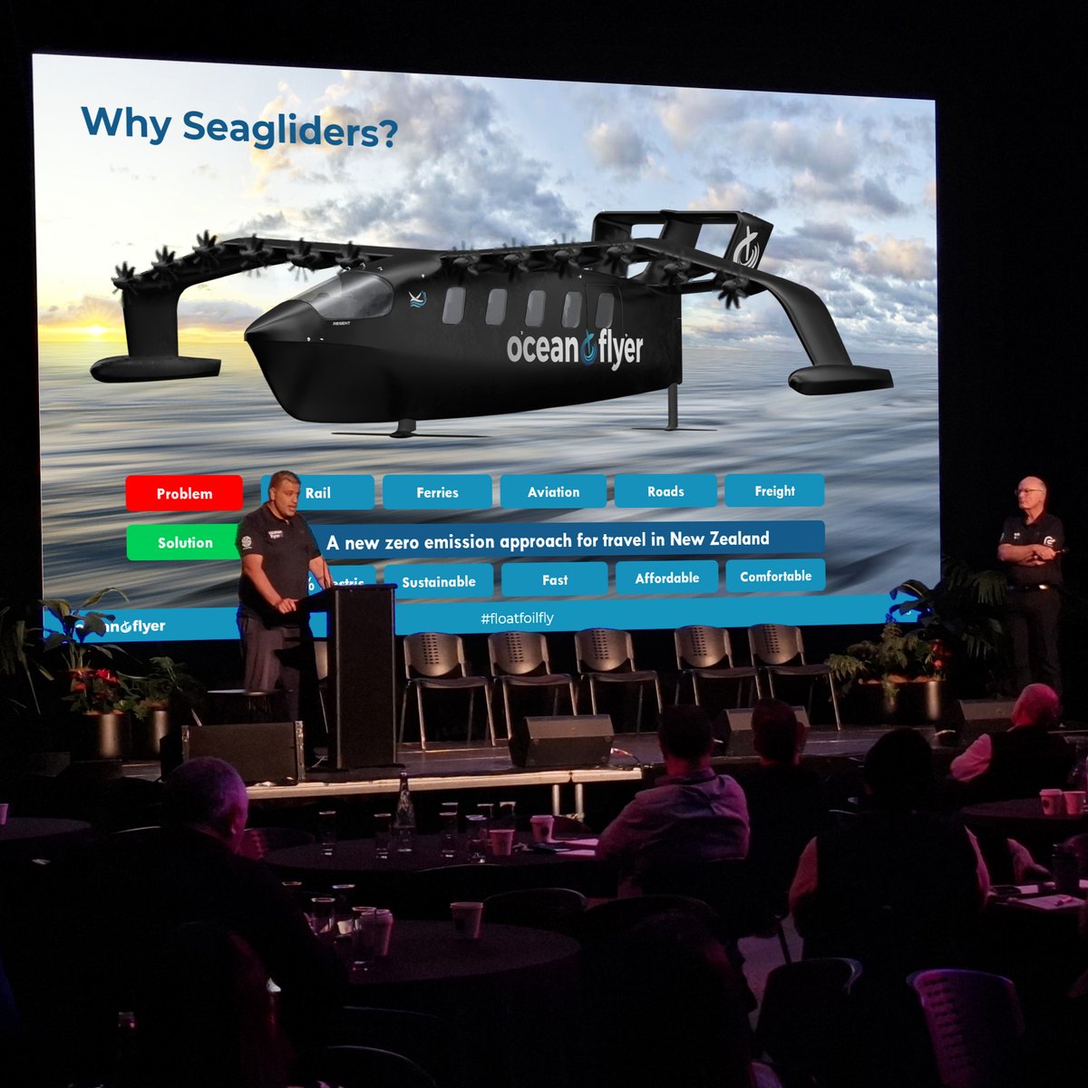 At the 𝗛𝗼𝗿𝘁 𝗡𝗭 𝗡𝗮𝘁𝗶𝗼𝗻𝗮𝗹 𝗖𝗼𝗻𝗳𝗲𝗿𝗲𝗻𝗰𝗲, Shah and John's presentation on seagliders sent excitement through the room 🚀

It was inspiring to share the stage with industry leaders like <a href="/ZespriCorporate/">Zespri International</a> too with their Bold thinking✌️