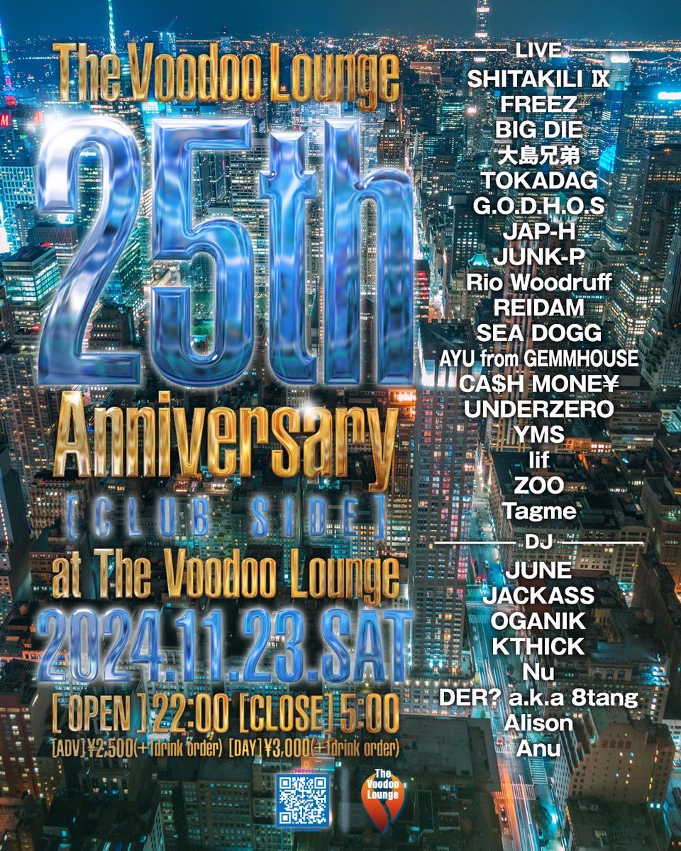 SEA_DOGG_083's tweet photo. 今週土曜はいつもお世話になっているVoodoo Lounge 25周年イベント☺️🔥

おめでとうございます‼️

そして、最高な夜を楽しみましょう🎵

僕もライブさせて頂きます🙏🏼🔥

前売り希望の方はDMください✌🏼 https://t.co/Fd3LNpx8F8