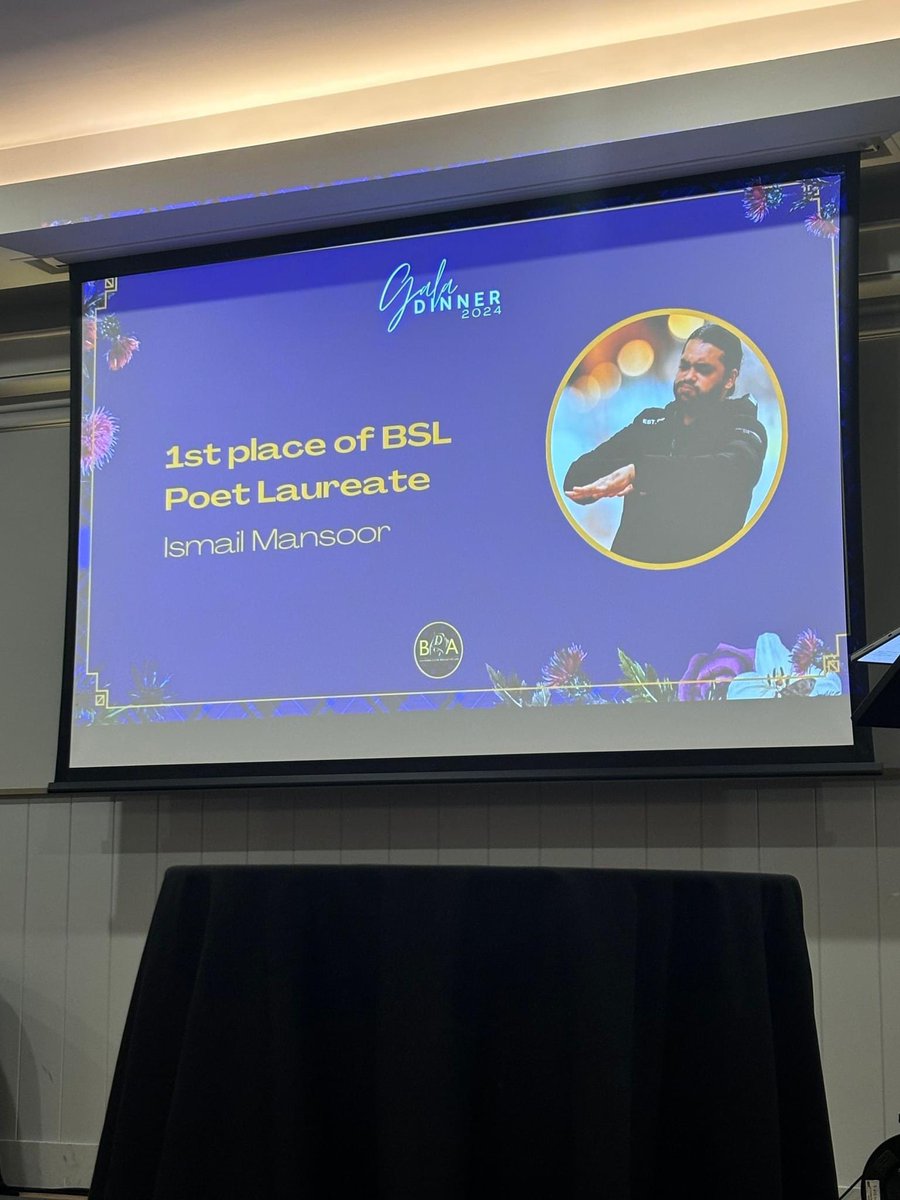 ismael_mansoor's tweet photo. Last Saturday, I travelled from Birmingham to Glasgow for the BDA's Gala. I performed my BSL poem, received a humbling award, and enjoyed every moment of the unforgettable experience!

@BDA_Deaf #bslinourhands #takingbslforward #bslpoetlaureate https://t.co/gEWvPph2kn