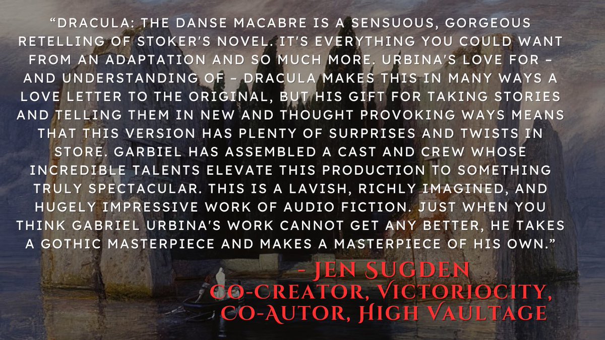 Have you heard? Wolf 359 creator <a href="/GabrielUrbinaTM/">Gabriel Urbina</a> has a new audio fiction podcast out!

It’s <a href="/DraculaTDM/">Dracula: The Danse Macabre</a>, a new adaptation of the Bram Stoker novel.

Episode 1 is out, and the reviews are in! Hear what our friends @laurenshippen, <a href="/felixtrench/">Felix Trench</a>, &amp; <a href="/JenSugden/">Jen Sugden</a> are saying!