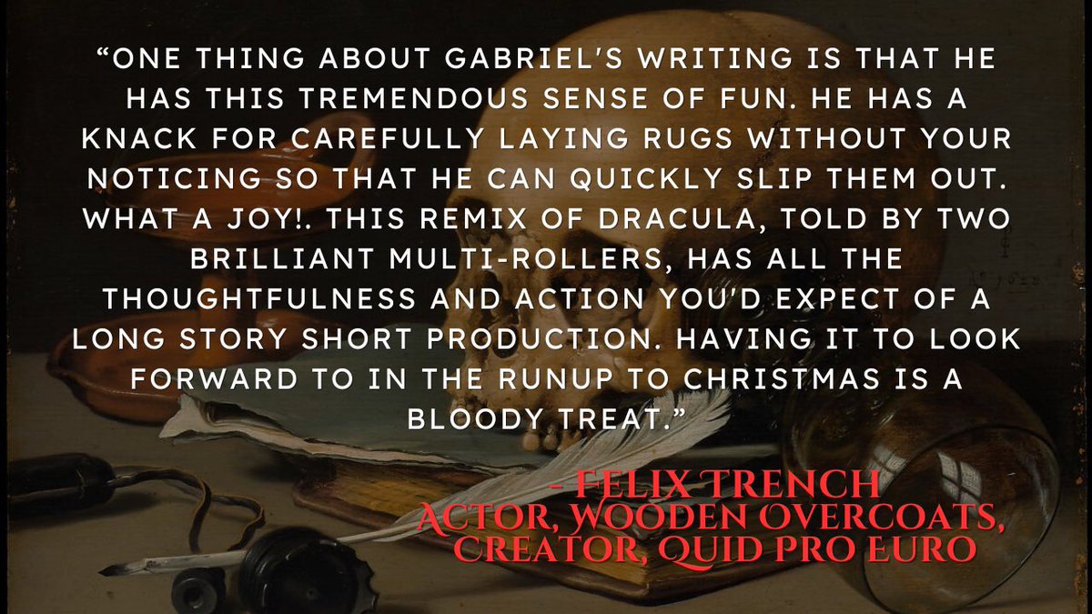Wolf359Radio's tweet photo. Have you heard? Wolf 359 creator @GabrielUrbinaTM has a new audio fiction podcast out!

It’s @DraculaTDM, a new adaptation of the Bram Stoker novel.

Episode 1 is out, and the reviews are in! Hear what our friends @laurenshippen, @felixtrench, &amp; @JenSugden are saying! https://t.co/zJFg0wLZP5