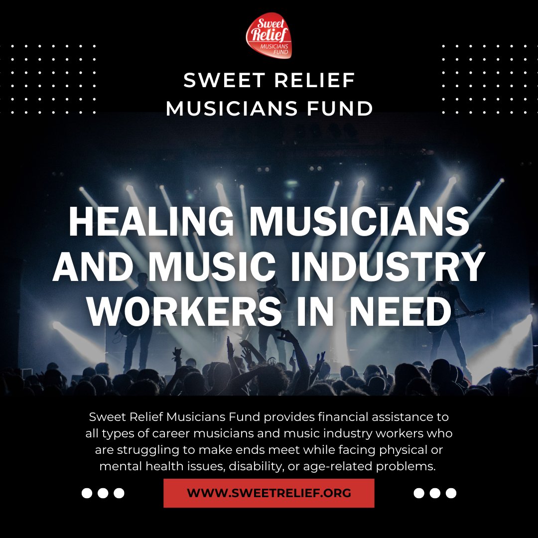 Sweet Relief is an important resource for musicians &amp; music industry workers who face illness, disability, or age-related issues. Since 1994, we have provided grates to help cover medical bills, food, rent, &amp; other vital living expenses. Learn more at sweetrelief.org