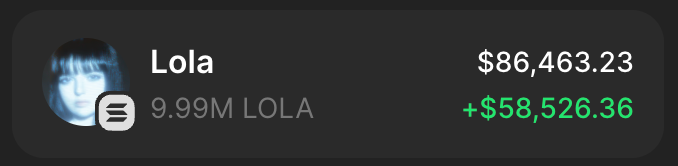 Acquired 1% of $lola a few days ago, here's why:

- It's an AI girl in the trenches trading with us
- Has already hit multiple 10x's
- Dev pushing v1.1 extremely soon
- The tech is teching

Send it higher