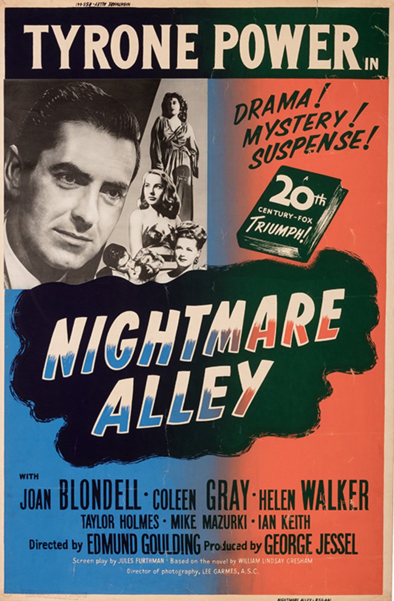 FrankMalfitano's tweet photo. 1 MORE FINAL? LIST OF 100 FILMS I LOVE (IN NO ORDER) 8: For #Noirvember here’s the original genuinely strange superbly acted 1947 #filmnoir about carny turned phony mind reader directed with cool elegance by #EdmundGoulding #TyronePower #ColeenGray #JoanBlondell #HelenWalker 🎞️ https://t.co/Gij9sQzKdz
