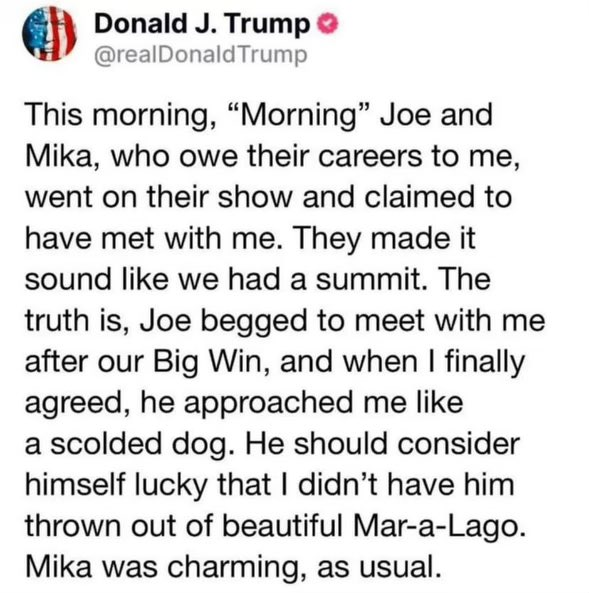 Just the way I like my Karma. Instant. 

And <a href="/morningmika/">Mika Brzezinski</a> when a misogynist sex predator calls a woman "charming, as usual" it ain't a compliment. It's your fawning fraud and compliant complicity he finds charming.
