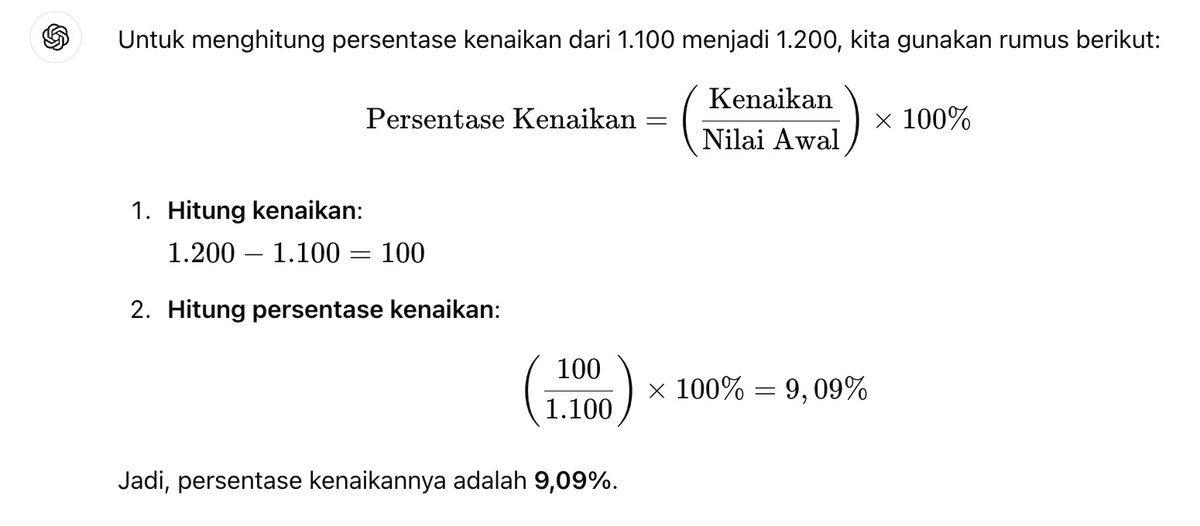 <a href="/tempodotco/">tempo.co</a> Naik 1 persen poin ya, bukan 1 persen. Itu beda banget itungannya.

10.000*0.11=1.100 -> 11.100
10.000*0.12=1.200 -> 11.200

Tambahan PPN dari 1.100 menjadi 1.200 itu sama dengan kenaikan  sekitar 9 persen.