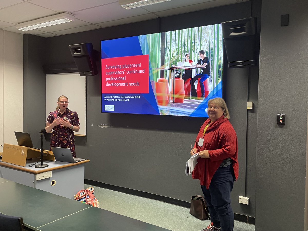 Presenting with Dr Katheryn Margaret Pascoe at University of Otago #ANZSWWER2024 ⁦<a href="/jcu/">James Cook Uni</a>⁩ on ‘surveying placement supervisors’ continued professional development needs’