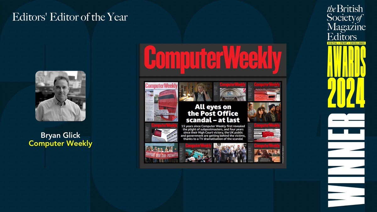 And now onto the Editors' Editor of the Year Award - nominated and voted for by editors and BSME members - the winner is Bryan Glick! 

#BSMEAwards2024