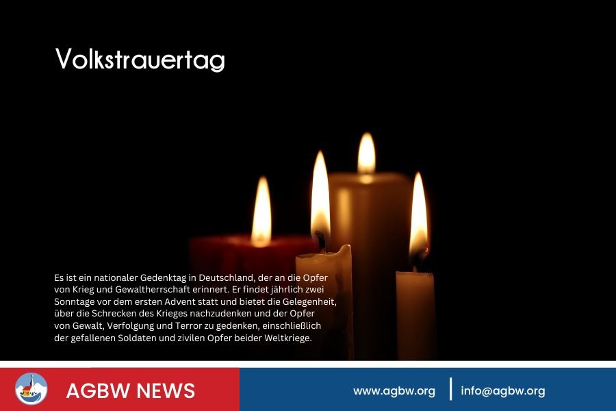 Volkstrauertag 2024:
Gemeinsam gegen das VergessenAm Volkstrauertag, dem zweitletzten Sonntag vor dem ersten Advent, gedenken wir in Deutschland der Opfer von Krieg, Gewalt und Terror. #Volkstrauertag
bit.ly/4eIw7Og