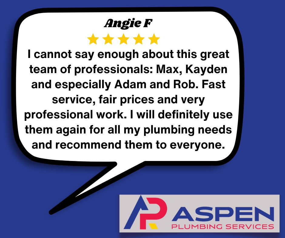 AspenOneHour's tweet photo. Angie, thank you for the 5-star review!

Our team is dedicated to providing exceptional service, and we're glad we could exceed your expectations.

We look forward to serving you again in the future!

#AspenPlumbingServices #5StarReview⭐ https://t.co/diXfl5DmvK