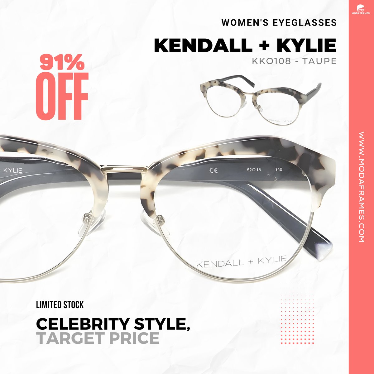 ModaFrames's tweet image. 🔥 DESIGNER ALERT: Kendall + Kylie Cat Eye Glasses are now 91% OFF!

From $275 ➡️ Only $24.25! 

Luxury without breaking the bank? YES! 💎

🛒 modaframes.com/products/kenda…

📌 #KendallKylie #EyewearDeals #ModaFrames