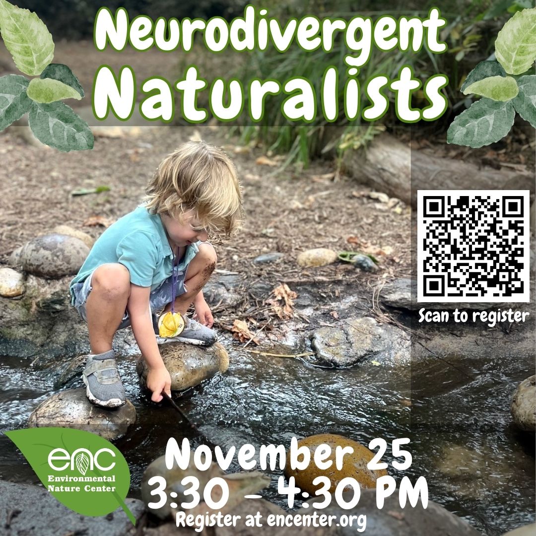 🌿✨ Still a few spots left in our Neurodivergent Naturalists class! 🦋 Join us for an hour of outdoor exploration, sensory play, and connection with nature. It’s a safe, welcoming space where we can learn, play, and grow together! 💚🌱 Register at encenter.campbrainregistration.com