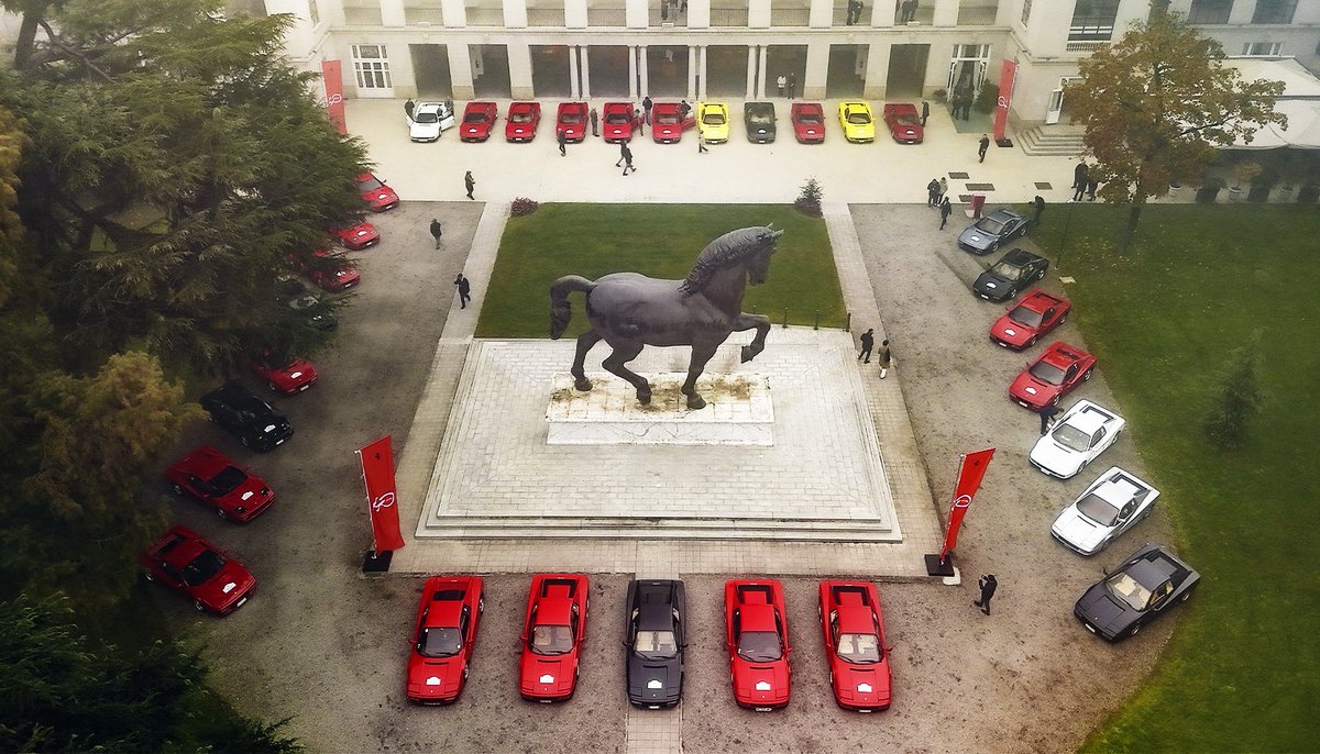 Ferrari's tweet image. Name a more perfect birthday celebration… We’ll wait.

On Saturday, a convoy of #FerrariTestarossa, #Ferrari512TR, and #FerrariF512M models traversed some of the most iconic areas of #Milan to honour the model’s 40th birthday.

#DrivingFerrari #MuseiFerrari #Ferrari
