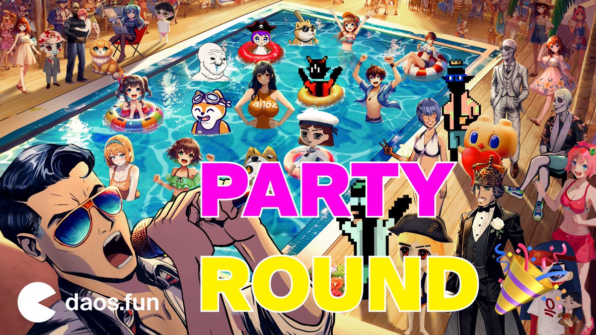 ANNOUNCING DAOS V3: PARTY ROUND EDITION.

Schedule (tentative):
- Tuesday, 11/19. Launch of LP pool party––stake your DAO tokens in select liquidity pools to earn fees on <a href="/ai16zdao/">ai16zdao</a> and others 🏖️
- Thursday 11/21. Launch of Party Rounds and restart of DAO listings! 🥳