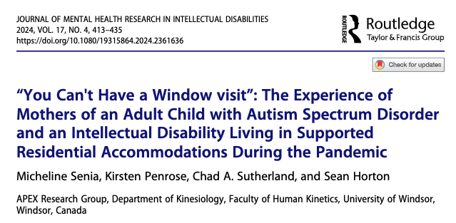 🚨📢 Excited to share a new publication in <a href="/tandfonline/">Taylor & Francis Research Insights</a> Journal of Mental Health Research in Intellectual Disabilities 🚨 <a href="/CHPHUwindsorKIN/">CHPHUWindsorKIN</a> <a href="/Sutherland_CA/">Chad A. Sutherland</a> <a href="/uwinkinesiology/">UWindsor Kinesiology</a> <a href="/wesparkhealth/">wesparkhealth</a>  

tandfonline.com/eprint/FZRPIKP…
