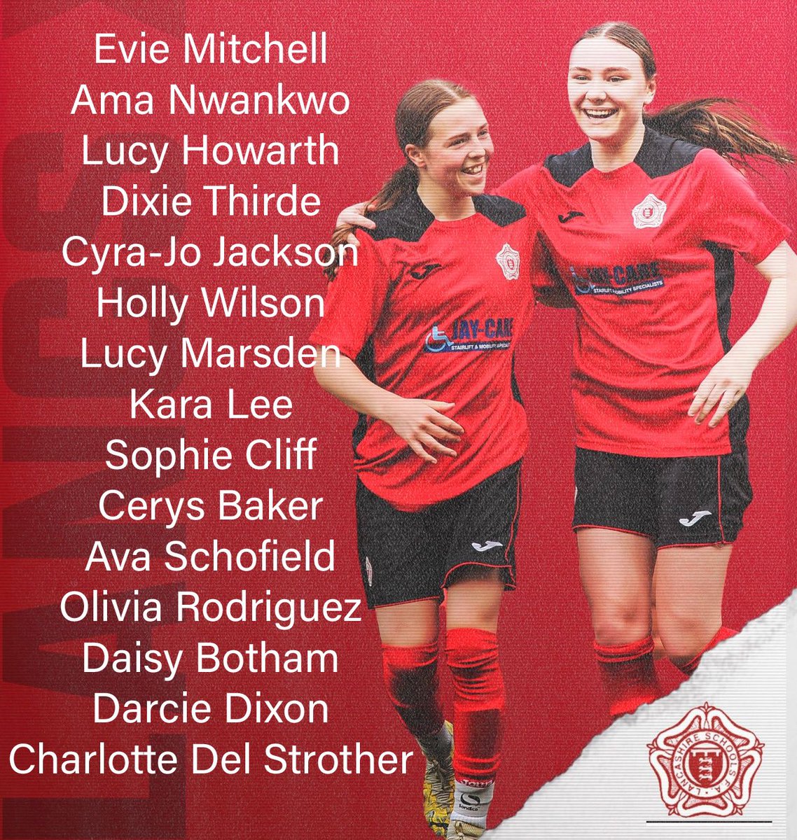 LSFAGirls's tweet photo. Your U16’s squad for this evenings game against Merseyside. https://t.co/9eU3O1ktMN