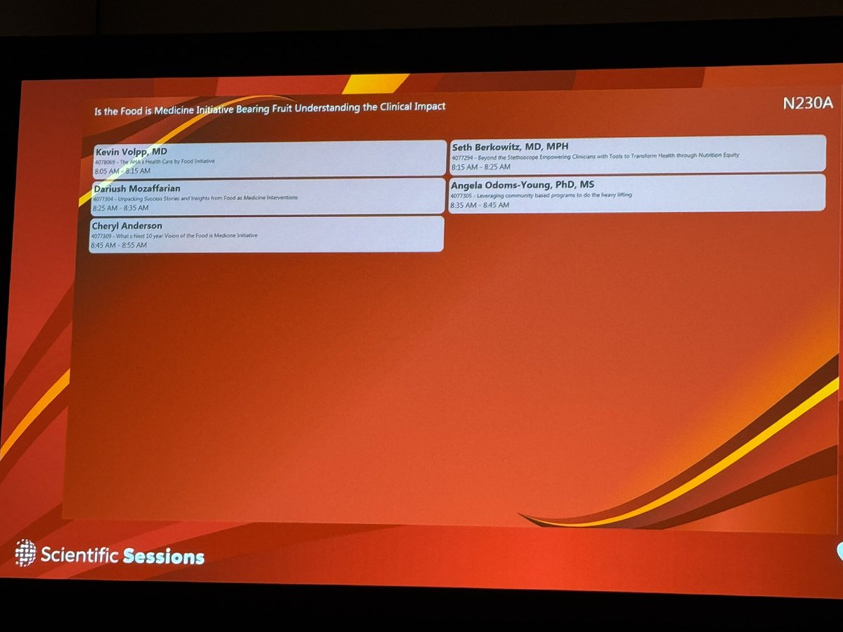 Great #AHA2024 Session on #HealthCareByFood this AM featuring nutrition scientists with expertise in epidemiology, economics, medicine, dietetics, behavioral health, community health, and human centered research, all now helping to drive #FoodIsMedicine