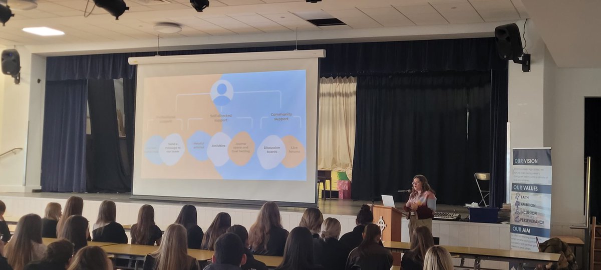 S5 and S6 received an input today from Kerry from <a href="/kooth_plc/">Kooth Digital Health</a>
She provided an overview of the mental health support available from Kooth and strategies to support exam stress. Thank you, Kerry!