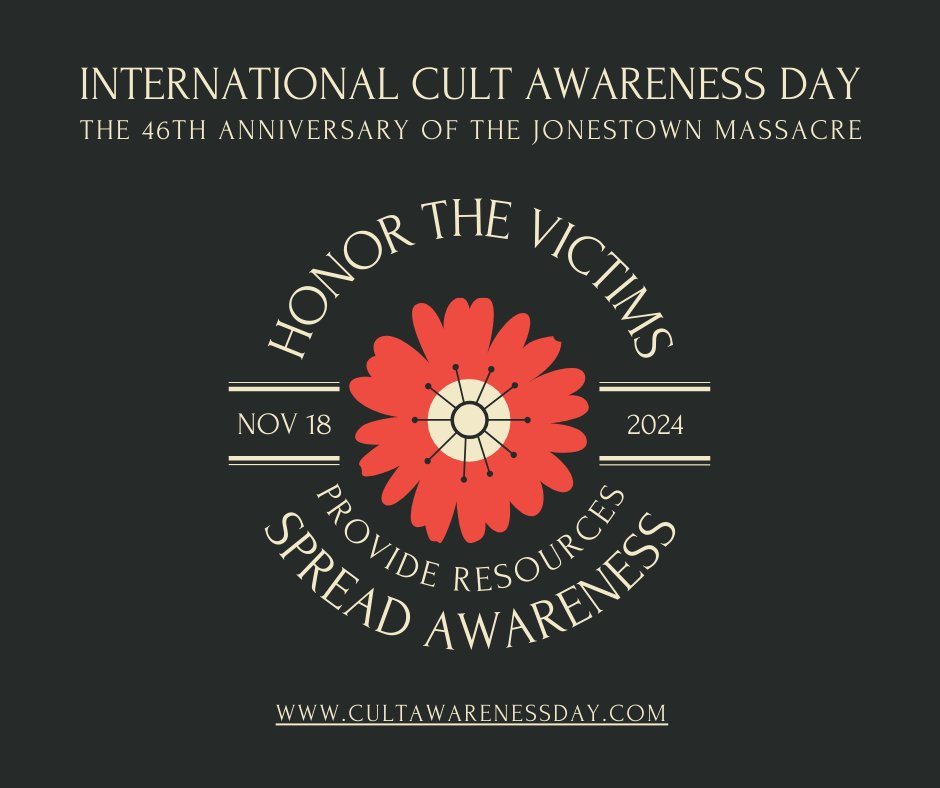 CultNEWS101's tweet photo. CultNEWS101 Articles: 11/18/2024 (November 18th is International Cult Awareness Day)
#cultawarenessday
https://t.co/k1Moe0dtx1 https://t.co/HZZA3mtYbb