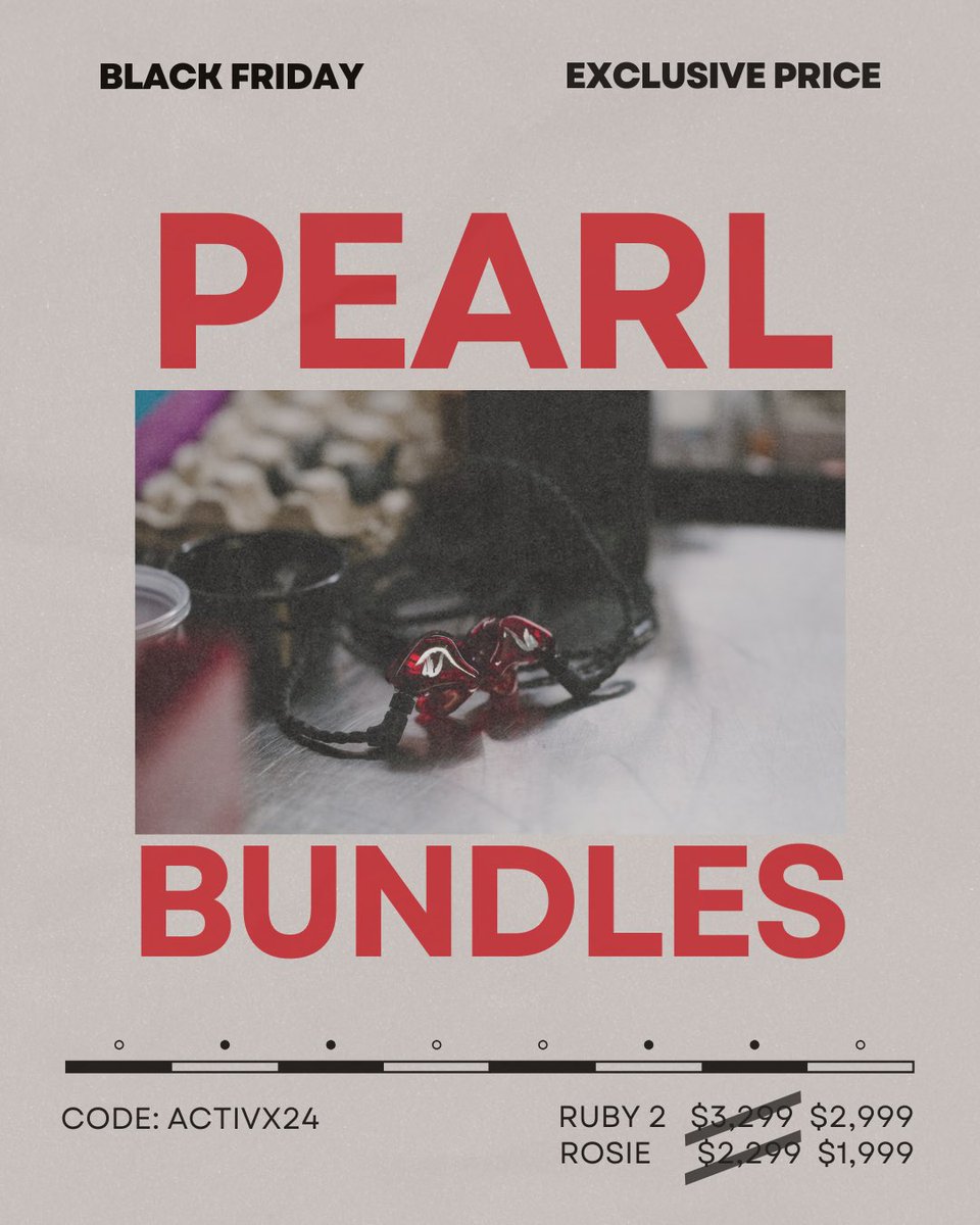 GO stock up!
Black Friday starts today and now isn't the time to sleep!

20% Off lEMS (Custom &amp; Universals)
10% Off Accessories
PEARL BUNDLE EXCLUSIVE PRICES
Rosie $1,999
Ruby 2 $2,999

Reach out to your rep or customer service if you have any questions!