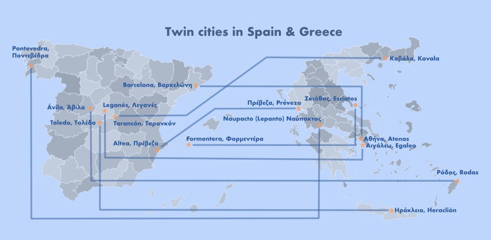Day 17 of #30DayMapChallenge #MapChallenge: collaboration. Twin cities between Greece and Spain
With @thebluemaps