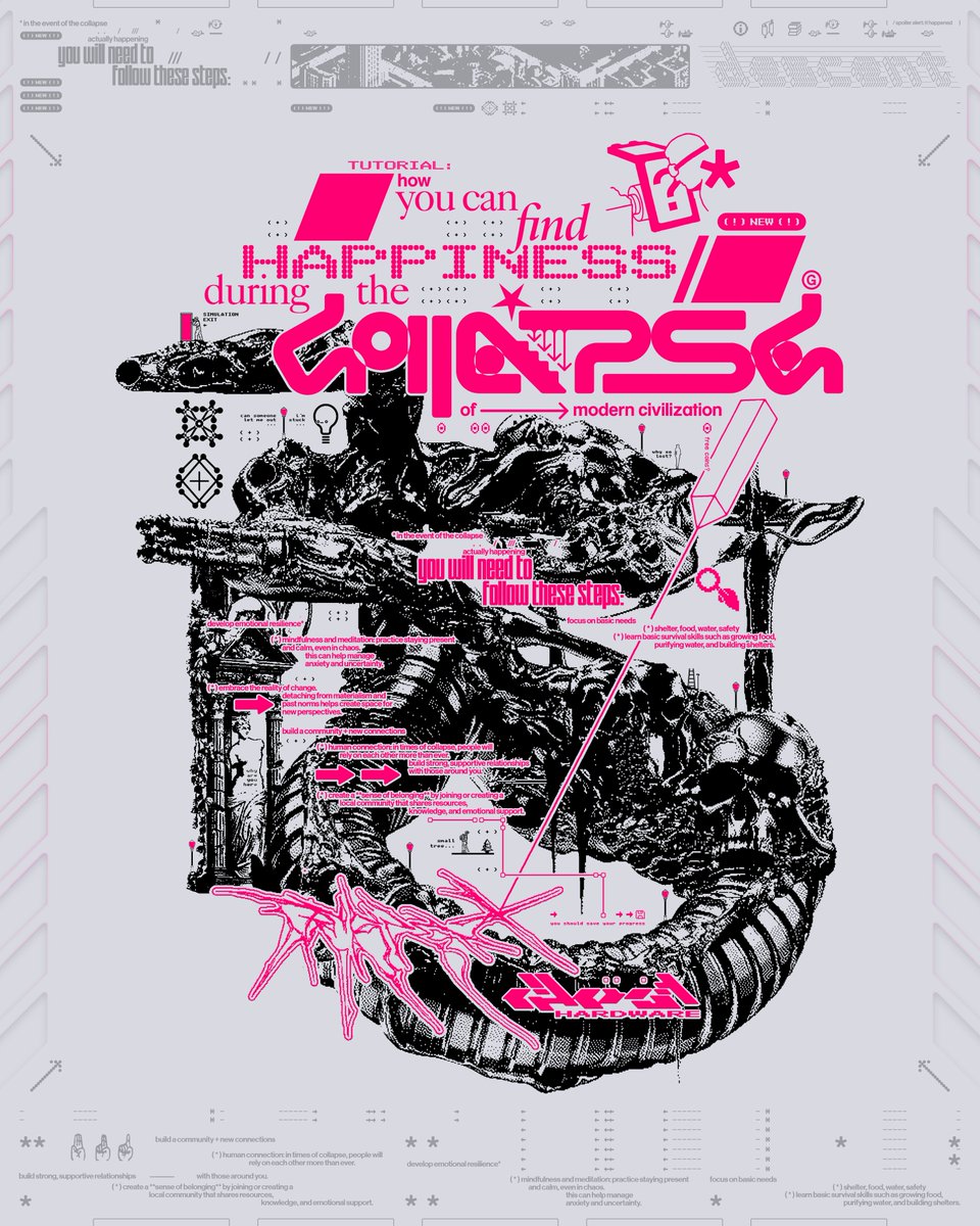 tutorial ( ! ) 
        -- how 𝓎𝑜𝓊
              can (  find 🔍️)
      happiness
         ↓       during ( the ) 
           ↓ collapse ↓
          of  -         --
       → modern civilization ( * )