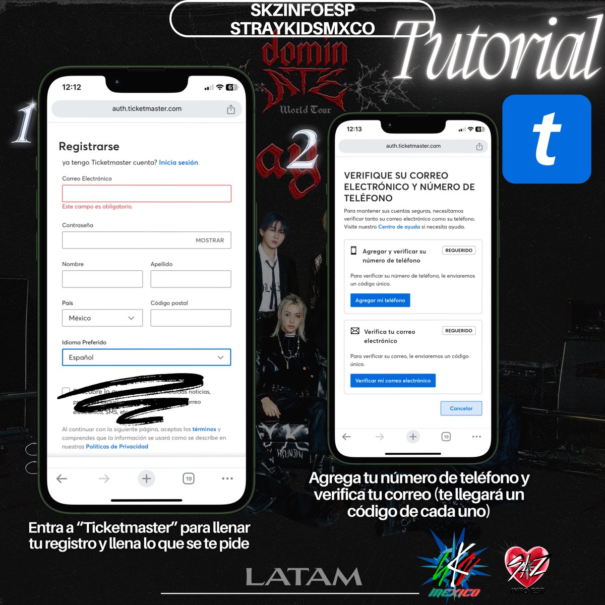 skzinfoesp's tweet photo. CÓMO CREAR UNA CUENTA DE TICKETMASTER DE MANERA FÁCIL Y RÁPIDA EN TU CELULAR?

STAY, aquí tienes un tutorial básico para crear tu cuenta de Ticketmaster y prepararte para comprar tus boletos de STRAY KIDS en México ❤️

- by @StrayKidsMXCO y @skzinfoespmx https://t.co/5NFtWv0LOm