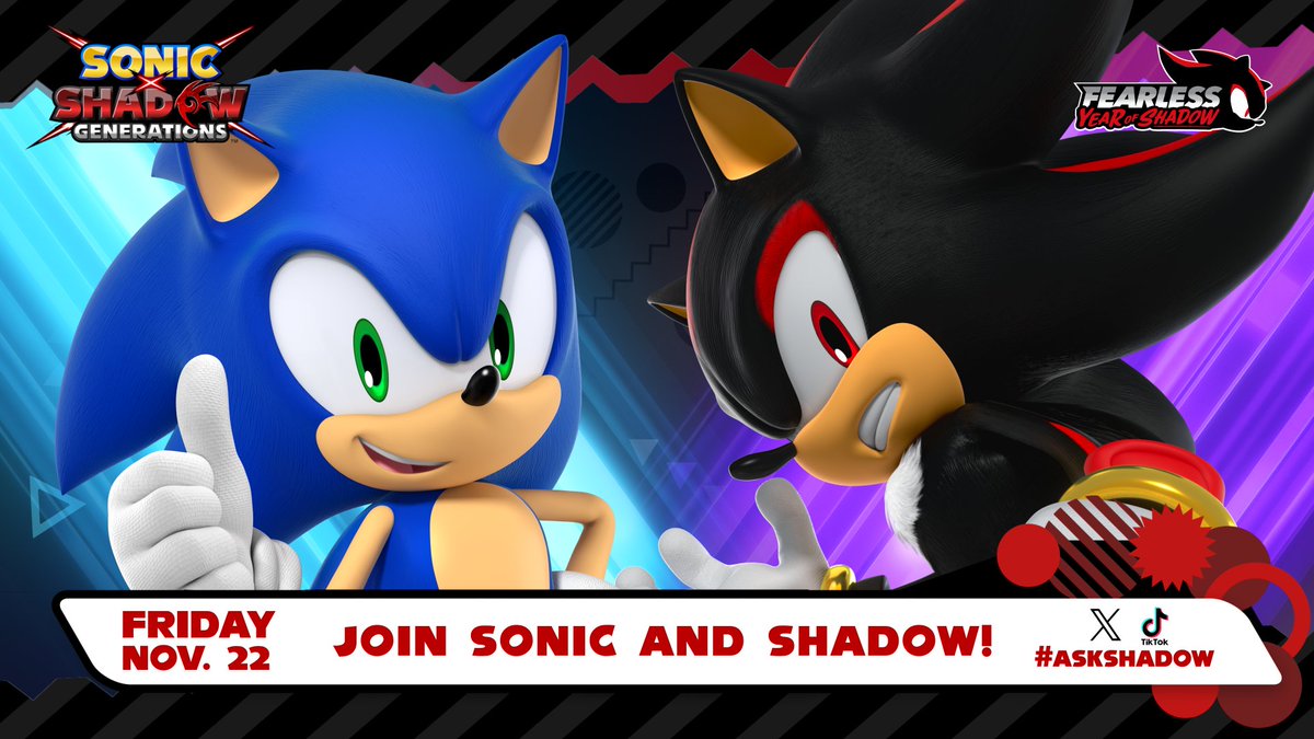 This Friday...he's back. Join Sonic and Shadow for a special Takeover as they answer your questions on Twitter and TikTok!