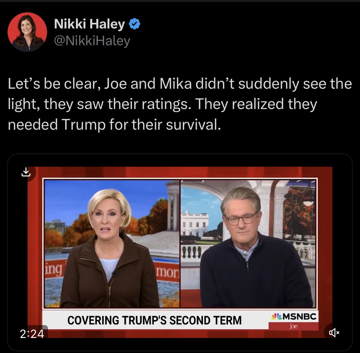 When Nikki Haley is mocking you for being a fraud and a sellout, that’s when you know it’s really bad because she’s an expert.