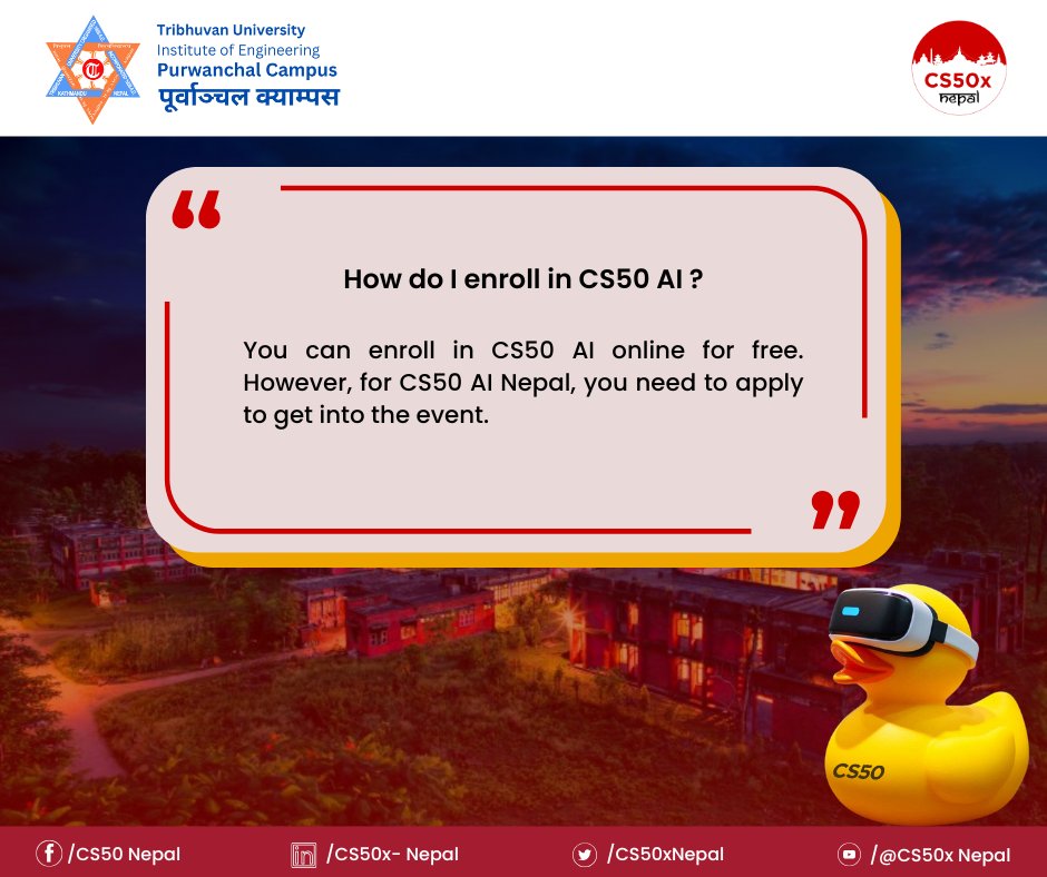 CS50xNepal's tweet image. Keep following our website

#CS50xNepal #FAQ9 #IOEPC