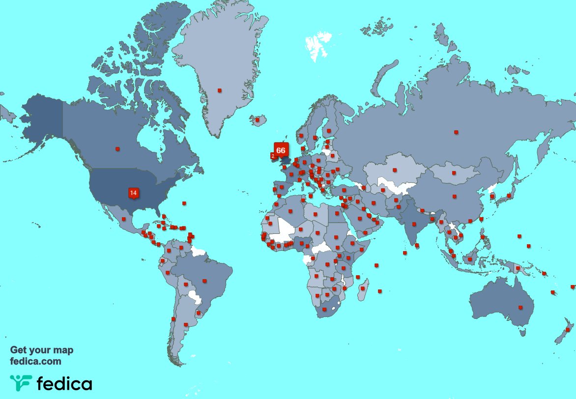 According to fedica.com/!ElaineDyson1, you come from 165 countries
1. UK. (67%) 🇬🇧
2. USA (14%) 🇺🇸
3. Ireland (2%) 🇮🇪

Can you see your country?