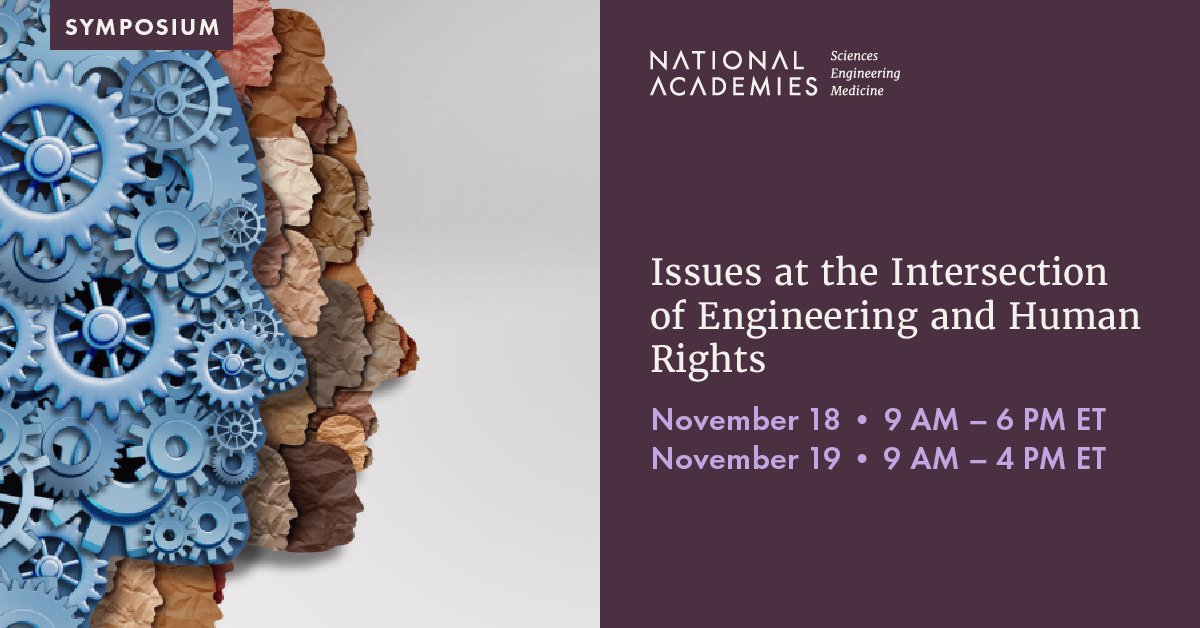oaksci's tweet photo. Engineering &amp; Human Rights. Timely.

Mon. Nov. 18, 2024 6am-2pm PT

Tues. Nov. 19, 2024 6am-1:15pm PT

Online &amp; In-person (D.C.)

"Engineering touches every aspect of human life...including climate, privacy, Al, equity, and public health."
@theNASEM  https://t.co/GdSu9xsNID https://t.co/4eX8s8rfId