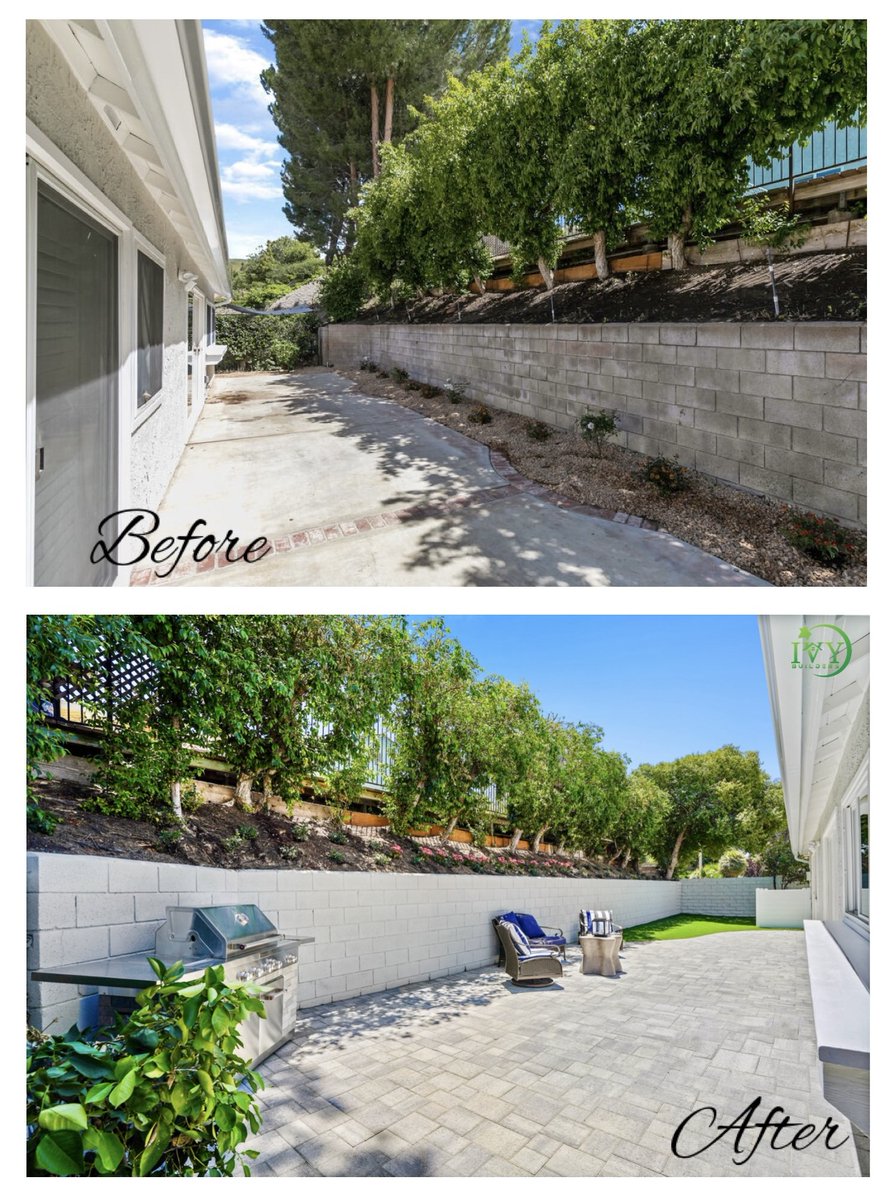 Ivybuilders's tweet image. What was once a blank canvas is now a beautiful backyard sanctuary!🏡  From small and boring to spacious and functional. Are you ready for some BBQ? 🍔🌭🔥 
#BackyardTransformation  #BeforeAndAfter #PaverPerfection #BackyardPavers