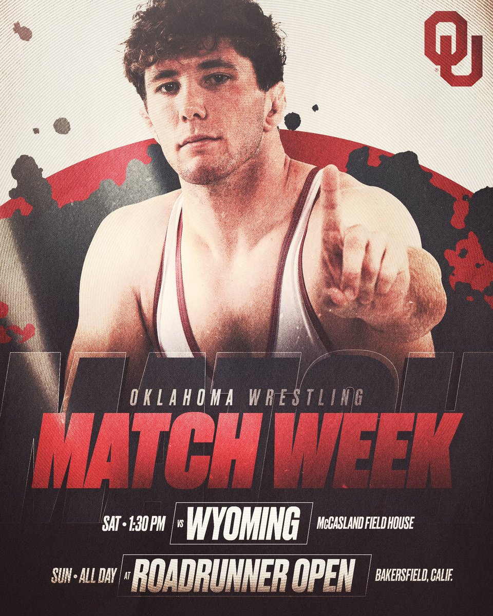 OU_Wrestling's tweet photo. We’re back at our place this Saturday for our home opener☝️

🆚 Wyoming
🗓️ Saturday, Nov. 23
📍 McCasland Field House 
🎟️ FREE
🎁 T-Shirt Giveaway https://t.co/PdYoR7WRR7