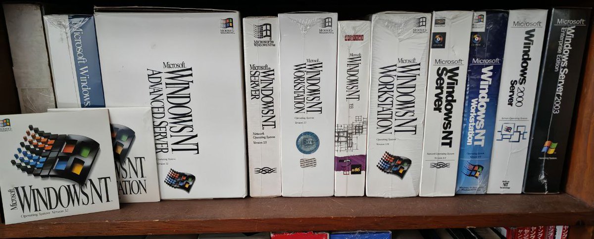 justLedbetter's tweet photo. Dear @Microsoft - Is there a prize if I manage to get every version of Windows NT in unopened retail packaging? I'm ... Almost there?😇 https://t.co/FPAIF8nwvT