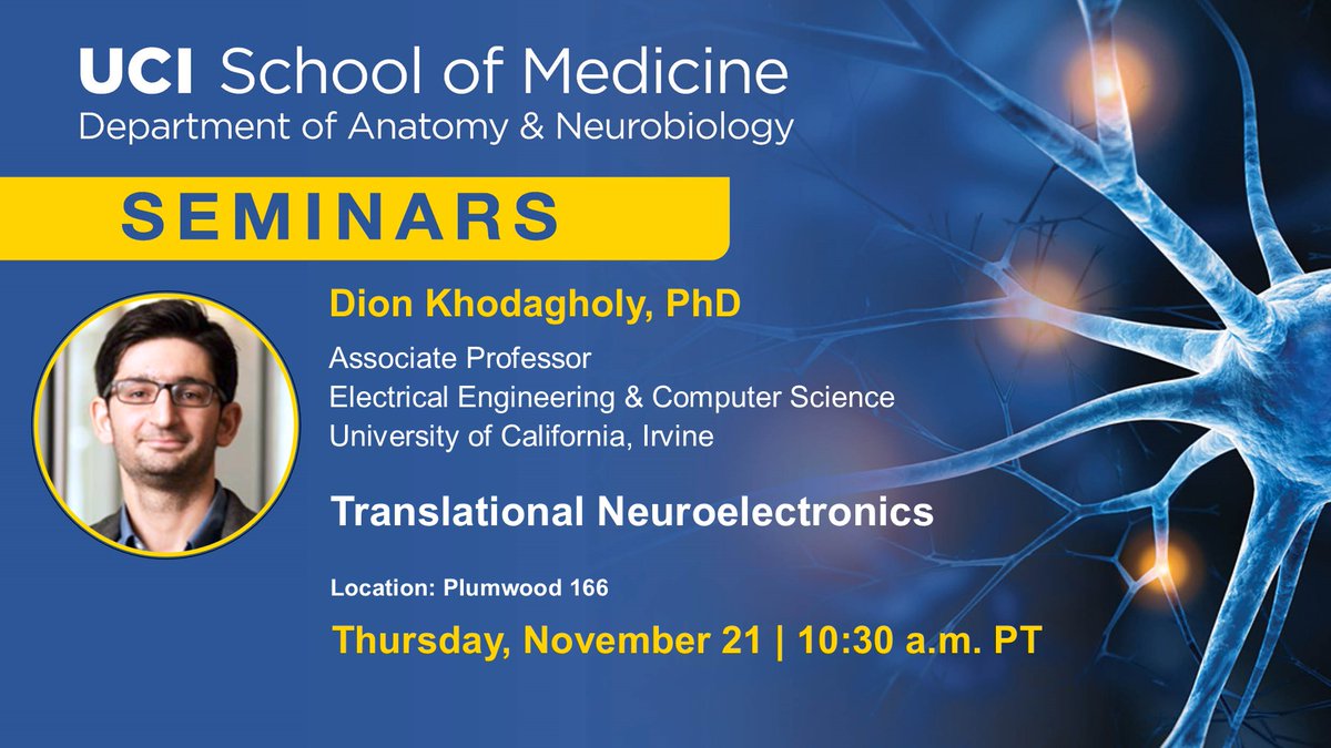 Join us at our department's seminar on November 21st! We will be hosting Dion Khodagholy, PhD.