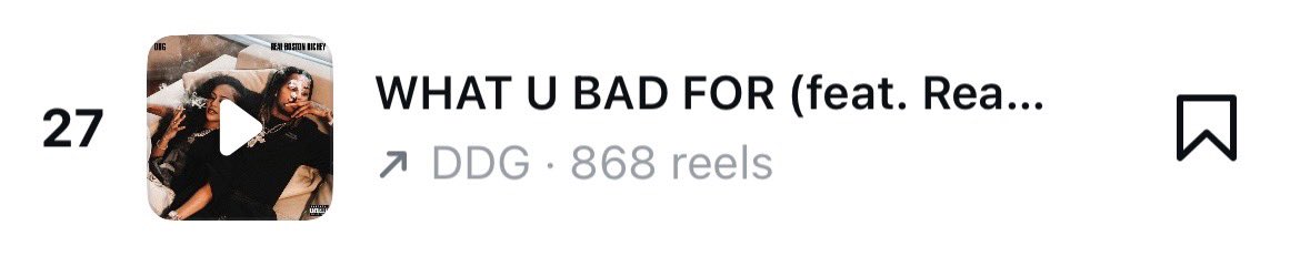 ddgnewspage's tweet image. DDG “What U Bad For” ft. Real Boston Richey is currently trending at #27 on instagram reels audio

Keep streaming on all platforms⬇️
ddg.lnk.to/WHATUBADFOR