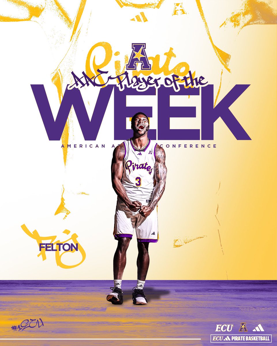 ecubasketball's tweet photo. 🔥PLAYER OF THE WEEK!🔥 @felton_j1 

#1ECU https://t.co/nbk711eZpx